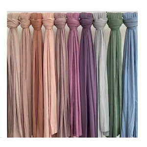 170*60cm Muslim Plain Hijab cotton stretchy premium Jersey Scarf Soft Material For USA Prayer shawls women muslim