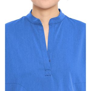 Medical Scrub Tops For Women Mandarin Collar Soft Stretch Sky Blue Relaxed Fit Hospital Uniforms - Product Image 3