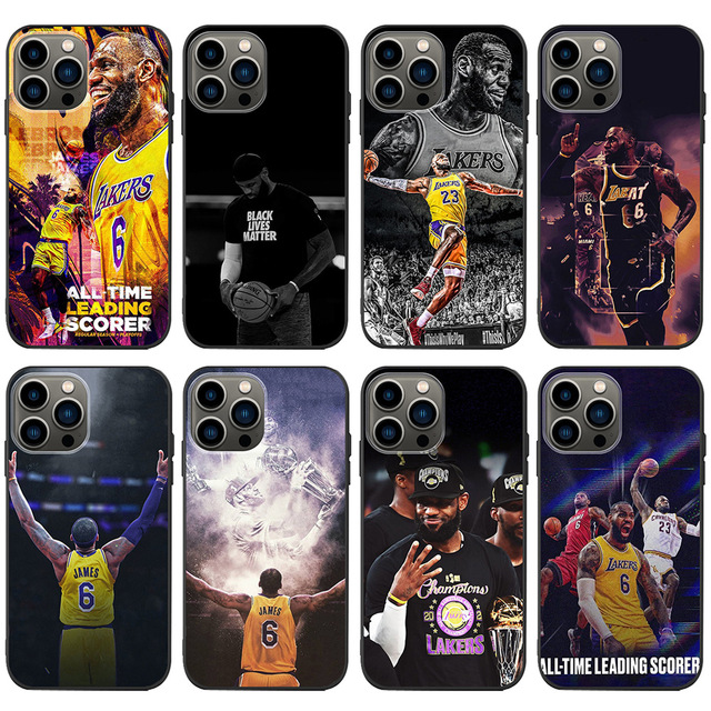 For 16 Pro Max 15 14 13 12 Pro Max Mobile Phone Case TPU Shockproof Sports Design Lakers Basketball James