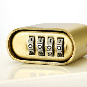 Brass <b>Combination</b> Padlock Rectangular Body Copper Material Bottom Opening Warehouse Gate Safety <b>Lock</b> - Product Image 4
