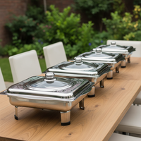 Chauffe-Plat Carré en Acier Inoxydable ORIX avec Couvercle en Verre, Capacité 5L, Mode Économie d'Énergie, pour Buffet Hôtelier et Restaurant