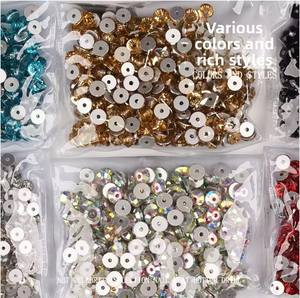 YanTuo DIY Strass en verre colorés à fond plat et trou central, bouton à sertir pour robe de mariée, accessoires à trou unique - Product Image 1