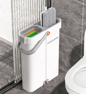 JOYBOS-giratorio de lavado desmontable, accesorio telescópico de fácil limpieza para baño, fregona plana con mango en seco y húmedo, juego de cubo