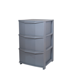 Pratika 3-<b>Drawer</b> PP <b>Storage</b> <b>Drawers</b> 375x370x610mm Grey Living Room Office Organizer Injection-Molded Stackable Durable - Product Image 1