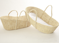 Panier à langer Moïse tressé sur mesure en jonc de mer et écorces de maïs, ensemble de literie réversible pour panier Moïse, panier-berceau pour poupée