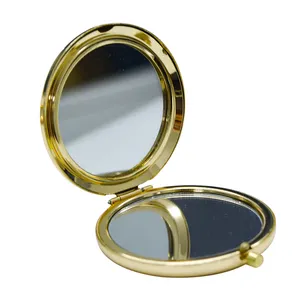 판촉 선물 양면 다이아몬드 사용자 정의 휴대용 접이식 금속 로즈 골드 크라운 화장품 포켓 거울