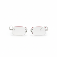 Lunettes optiques rectangulaires sans monture en argent 925 à motif diamant de luxe unisexe - Légères, durables, pour un usage quotidien, adaptées à toutes les formes de visage, adultes