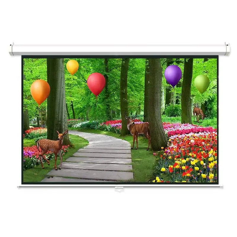 120 inch 16:9 manual self-lock projector screen hd matte white wall mounted projection screens