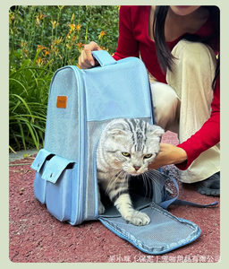Pet Oxford Breathable <b>Cat</b> <b>Backpack</b> Carrier Solid Purple Mesh Ventilation Zipper Closure Pet Carrier - Product Image 6