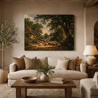 Peinture à l'huile vintage de village agricole européen, échantillons OEM ODM prêts en moins d'une journée