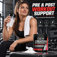 Créatine monohydrate en poudre, marque privée OEM, 5000 mg, micronisée, nutrition sportive, complément pré-entraînement, 200 g