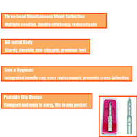 Stylo de ponction métallique triple-lancette tout-en-un pour thérapie par ventouses humides sur le corps, dispositif de ponction certifié CE Classe I, garantie de 3 ans