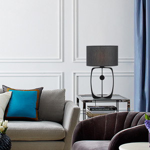 Lampada da Tavolo Moderna Minimalista Creativa in Metallo LED Dimmerabile per Soggiorno <span class=keywords><strong>Paralume</strong></span> in Tessuto Nero E27 - Product Image 4