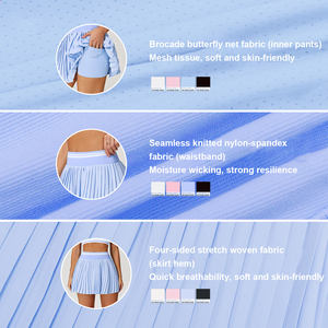 Rok olahraga lipit setengah panjang, rok pendek kebugaran garis-a pinggang tinggi mencegah paparan, rok tenis Golf - Product Image 4