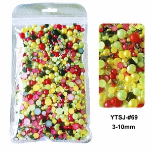 yantuo 150g Hot Selling Wholesale Flat Back Glue On Round Half Beads ABS Mixed Size Pearls For DIY Cup Phone case Decoration