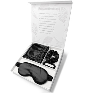 Kit de Seda <span class=keywords><strong>para</strong></span> Dormir 22 Momme: Antifaz, Gorro <span class=keywords><strong>para</strong></span> el Cabello y Coleteros, en Caja de Regalo, 100% Seda Pura de Morera, Ideal <span class=keywords><strong>para</strong></span> Despedida de Soltera, Recuerdo de Boda y Viajes - Product Image 2