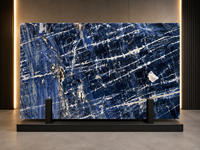 Dalle de granit bleu sodalite pour panneau mural à jointure apparente, plateau de comptoir de réception, comptoir de bar, panneau mural d'ascenseur, découpe sur mesure