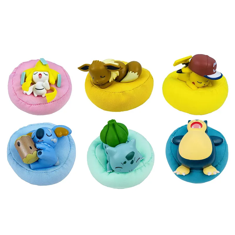 6 estilo Pokemoned dormindo sandbag ação figura PVC modelo brinquedo para presentes