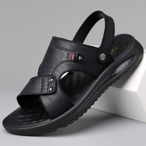 Sandalias Cruzadas para Hombre, de Cuero Genuino, Punta Abierta, Suela de Goma Antideslizante, Estilo Deportivo Casual - Product Image 2