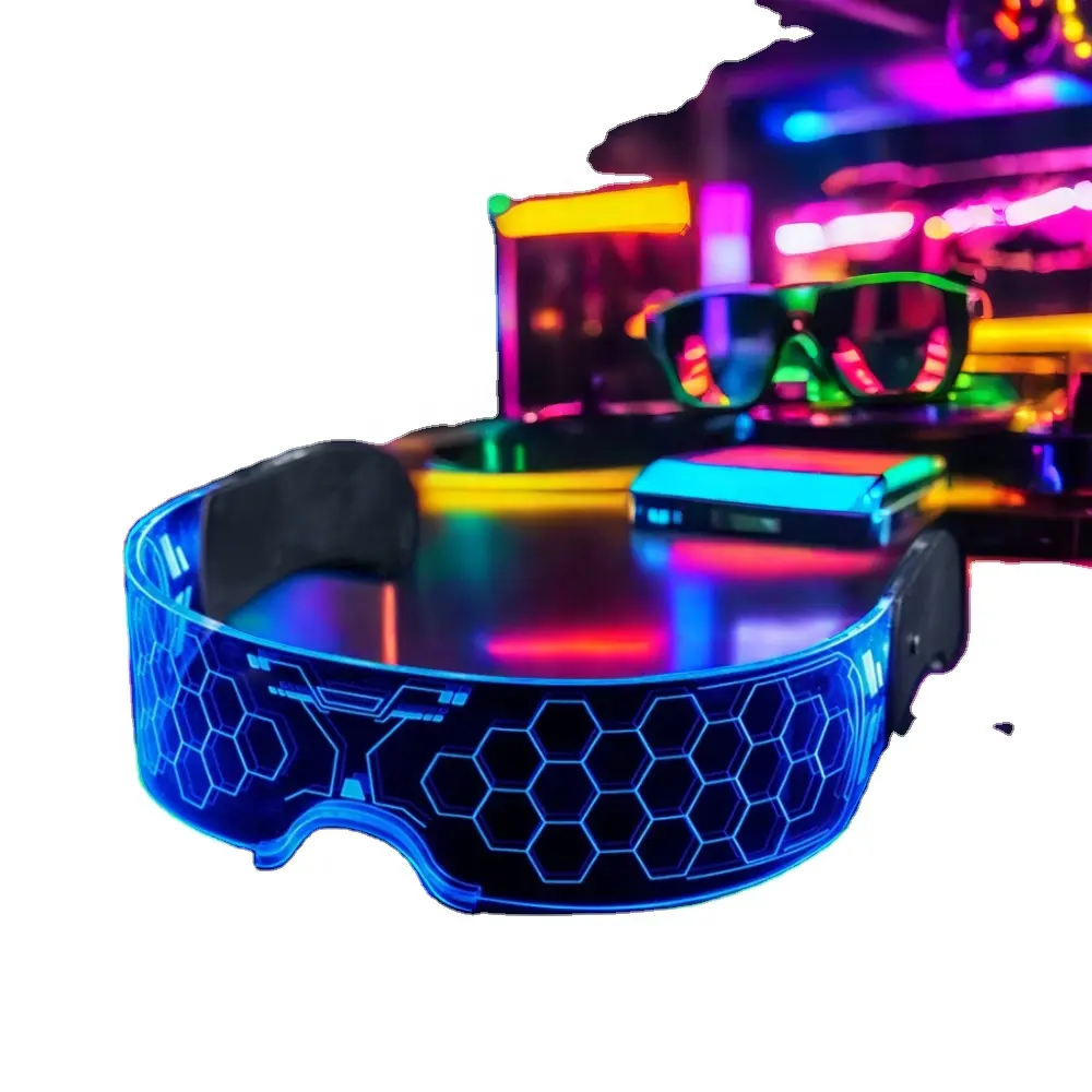 Visière LED Rave Lunettes lumineuses Lunettes clignotantes multicolores pour fêtes Masques de fête