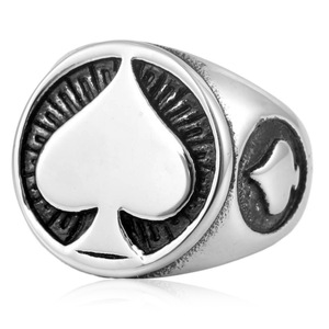 yunnique Stainless Steel Spade <b>Ring</b> Unisex Fashion Jewelry Gift <b>Plain</b> Geometric Design - Product Image 4