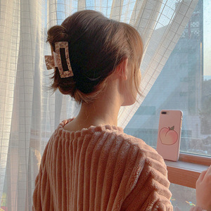 Customized 7.8cm Korea Elegant Mixed Color Cellulose Acetate Hair Grip Horse Tail Clip Square Hollow Hair Claw Clips - Product Image 5