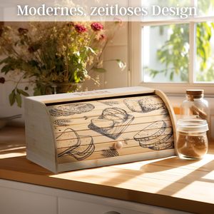 Caja de pan de bambú con diseño de anillos anuales y tapa enrollable, 30x15x12cm, almacenamiento creativo para pan fresco, organizador de alimentos para el hogar - Product Image 2