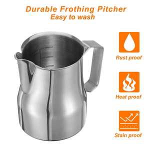 เหยือกนมสแตนเลส 304 เหมาะสำหรับกาแฟลาเต้ นมฟองนม - Product Image 3