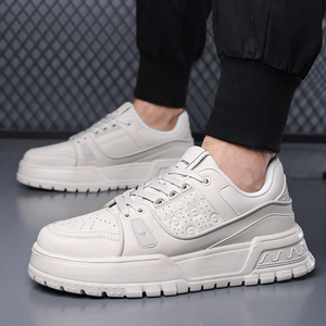 Chaussures de marche en cuir véritable marron foncé à lacets, bout rond, avec semelle intermédiaire EVA amortie et semelle extérieure en caoutchouc, style toutes saisons - Product Image 5