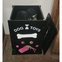 Boîte de rangement pour aliments pour chats et chiens, organisateur en bois pour accessoires de chien avec poignée, panier de rangement pour jouets, laisses et friandises pour animaux de compagnie
