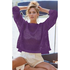 2025 suéteres de ganchillo de manga larga para mujer, Tops de playa para nadar, para otoño, traje de baño - Product Image 3