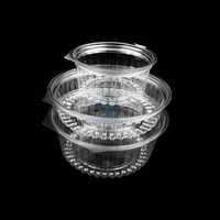 Bol à salade jetable transparent en PET à prix d'usine, conteneur alimentaire à clapet avec couvercle articulé pour plats à emporter