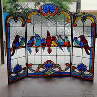 Décoration de Cheminée Faite à la Main de Style Européen, Bloc de Verre Solide et Durable avec Oiseaux en Verre Teinté, Personnalisable Directement de l'Usine
