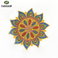 Appliques brodées rondes en polyester thermocollantes faites à la main, 25x25 cm, les plus vendues, pour accessoires de vêtements africains DIY