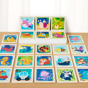 24 Desain Papan Puzzle Kayu 9 Potong dengan Bingkai Putih untuk Anak Prasekolah Pendidikan Dini Usia 1-3 Tahun Puzzle Jigsaw Unisex - Product Image 2