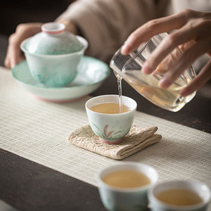 Hand Painted Reed Porcelain Teacup Small Size Guest Cup For Kung Fu <b>Tea</b> <b>Set</b> - Product Image 5