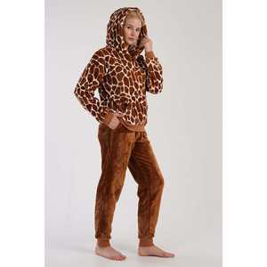 Ensemble de pyjama doux à capuche et demi-zip pour femme, à manches longues, épaules tombantes avec poches à revers, vêtements de nuit - Product Image 4