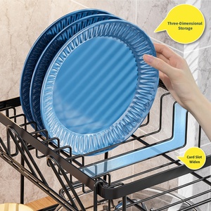 سعة كبيرة حامل أطباق متين مقاوم للصدأ ، مع علبة أدوات مائدة قابلة للإزالة - Product Image 5
