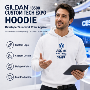 Sweat-shirt à capuche uni vierge 18500 270 g/m² pour impression sérigraphique personnalisée, <span class=keywords><strong>Tech</strong></span> Expo Developer Summit Crew, entrepôt local aux États-Unis - Product Image 1