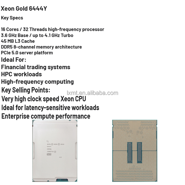 Hot Sale Xeon Gold 6444Y 16-core 4.0GHz CPU 64-bit Support Virtualization Technology for Servers High-Performance Computing-New