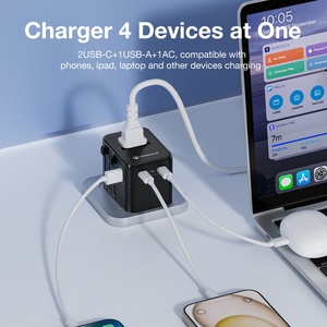 Wontravel 17W 4 Ports European <b>Plug</b> International Universal Travel <b>Adapter</b> with Type C Customized - Product Image 3