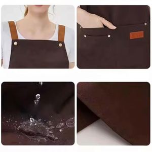 Tablier de cuisine en toile de coton réglable pour chef, barista, barbecue, jardin, entreprise, personnalisable avec logo brodé – Vente en gros - Product Image 2