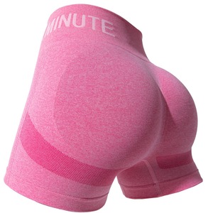 Shorts Deportivos de Mujer, Sin Costuras, con Efecto Push-Up, Estampado de Letras, Cintura Alta, Acanalados, 3 Pulgadas, para Yoga, Gimnasio, Fitness, Personalizados de Fábrica - Product Image 3