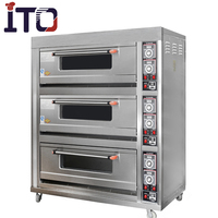 Équipement de boulangerie Four à pain au gaz commercial 3 étages 6 plateaux Machine à pizza, à gâteaux et à pain Équipement de cuisson