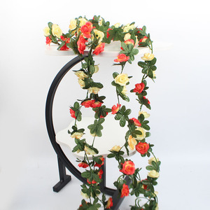 Stupid Bird Guirlande de roses artificielles 42 têtes Rouge Coucher de Soleil 2,2m Fleurs en soie plastique pour décoration intérieure et accessoires de photographie - Product Image 4