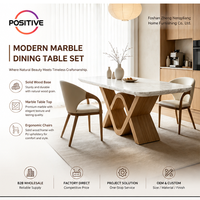 Table à manger moderne en marbre, rectangulaire, avec pieds en bois massif, design créatif, mobilier de salle à manger, fabrication OEM, directement de l'usine