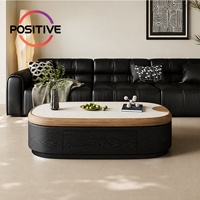 Table basse ovale moderne vintage en marbre avec rangement, extensible, design, pour salon, vente en gros