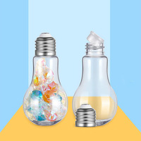 Pot en plastique en forme d'ampoule avec capuchon en argent 150ml bouteille en plastique pour bonbons PET bouteille de jus transparente