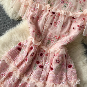 Abito da sera lungo di lusso in pizzo ricamato <span class=keywords><strong>a</strong></span> rete, elegante e raffinato - Product Image 4
