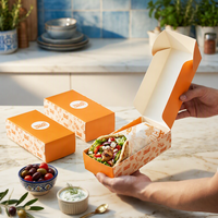 Boîte d'emballage en papier personnalisée pour tacos, wraps, burritos, rouleaux de poulet à emporter, vente en gros